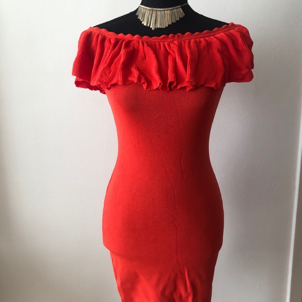 Off the shoulder red dress